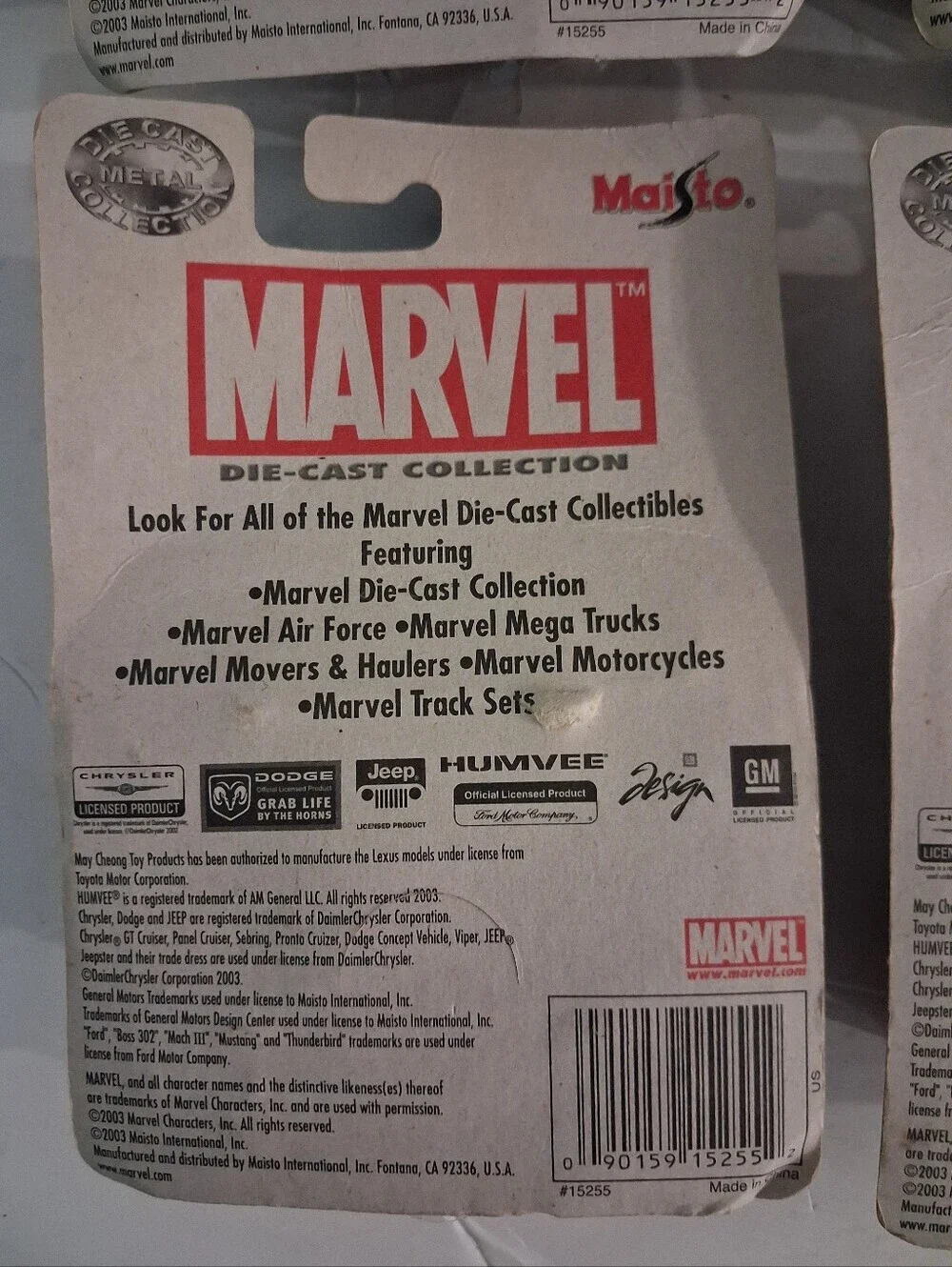 Maisto Marvel Die-Cast Series 2 Car Collection - Four 2 Car Sets - 2003